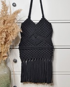 Torebka Makrama czarna z frędzlami