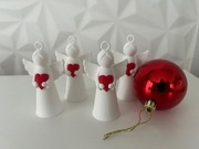 Dekoracje choinkowe – aniołki z sercem i zawieszki 4 sztuki