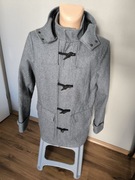 Płaszcz męski kurtka parka wełna szary S zimowy z kapturem 