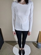 Reserved Basic Rozmiar XL Biała Bluzka z Długim Rękawem Damska