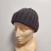 Czapka zimowa handmade beanie wełna merino 100% brązowa mokka