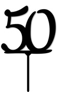 Topper na tort - czarny cyfra 50 urodziny