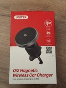 Unitek UCHWYT Z ŁADOWARKĄ Qi2 15W SAMOCHODOWY NA KRATKĘ NAWIEWU