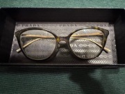 Okulary Prada oprawki damskie cieniowane brazowe ze złotym progresy lekkie 