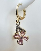 Kolczyki stal chirurgiczna kwiat różowy z cyrkoniami [K024]