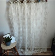 Żakardowa firanka vintage 208x184 cm kwiatowy wzór