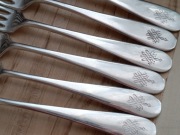 POSREBRZANE WIDELCE ŚNIADANIOWE MONOGRAM AUSTRO-WĘGRY 1880-1887r