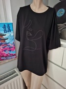 42 XL biały czarny T-shirt z nadrukiem print bluzka basic do pracy
