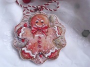 Bombka zawieszka ciastko piernik ludzik ciastek rękodzieło hand made ozdoba