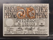 Banknot Notgeld 50 Fenigów 1920 Schleswig Niemcy Zamek Gottorf piękny stan