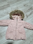 Zimowa kurtka ocieplana dla dziewczynki zara futrzany kaptur 92