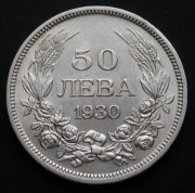 Bułgaria 50 lewa 1930 - car Borys III - srebro - stan 2