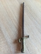 Prawdopodobnie stara stalka, ostrzałka do noży mosiężna rękojeść (63)