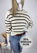 Miękki puszysty sweter Only M 38 ciepły w paski casual na zimę winter