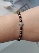 Bransoletka różaniec z kamieni hematyt krzyżyk 