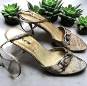 Buty szpilki sandały na obcasie złote skóra węża złoty obcas rozmiar 38