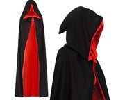 Dwustronna Peleryna Wampira czarno-czerwona 130 cm z kapturem