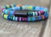 Bransoletka męska. Styl Boho. Odcień niebieski. Zacisk - magnes. Nowa.