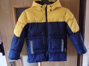 Granatowo żółta zimowa kurtka chłopiec 128 Sinsay
