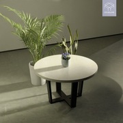 Stolik kawowy “X” czarny z marmurem Ariston White