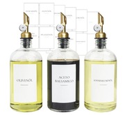 3 x Dozownik Oleju 480 ml, Szklane Butelki, Złote Pompki, Zestaw Z Lejkiem