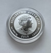 Australia, Elżbieta ll, dolar 2019, Smoki, 1oz 9999 Ag