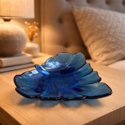 Kolekcjonerska salaterka półmisek miska kobaltowa szkło hiszpańska liść