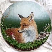 Obraz olejny lis las