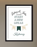 Personalizowany prezent na ślub dla pary młodej plakat ślubny a4 rama wzory