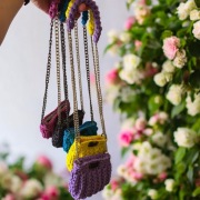 Ręcznie wykonana torebka ze sznurka | podszewka | łańcuszek