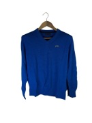 Sweter w serek napapijri niebieski z lokiem m