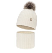 Czapka i komin dla dziewczynki zimowy komplet, 100% wełniany merino