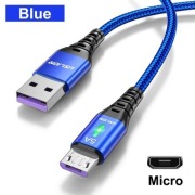 Kabel micro USB QC prąd 5A blue 1m oplot
