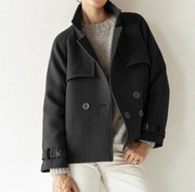 Płaszcz wełniany damski Mus grafitowy So me, r. S/M jak nowy