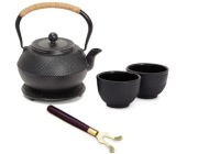 Żeliwny zestaw do herbaty 1,2L dzbanek 2 filiżanki zaparzacz