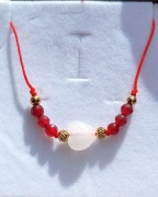 BRANSOLETKA SERCE KAMIEŃ KRYSZTAŁ GÓRSKI STAL 316L REGULOWANA SZNUREK 