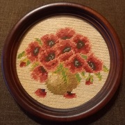 Obrazek wyszywany kwiaty haft gobelinowy