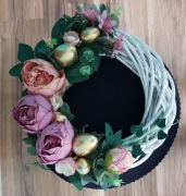 Wianek Wielkanoc  duży 30-31cm wiklina,złoto 