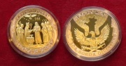 Medal Chrzest Polski 966 platerowany złotem, kapsel certyfikat 45 mm
