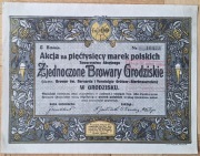 5000 Marek Polskich, Zjednoczone Browary Grodziskie / złoto-szare, stempel