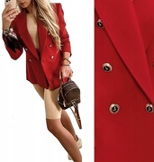 ZARA Czerwona TALIOWANA Dwurzędowa Marynarka ze Złotymi Guzikami LUX XS