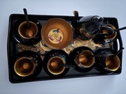 Serwis do kawy/herbaty na 6 osób z tacą z chińskiej laki