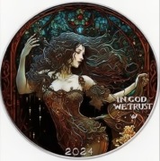 DARK BEAUTY Witraż Sen 1 Uncja Srebrna Moneta 1 $ USA 2024