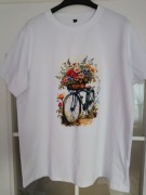 T-shirt damski rower z kwiatami 