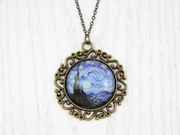 wisiorek Gwiaździsta Noc vintage retro boho etno obraz piękny Van Gogh NA99