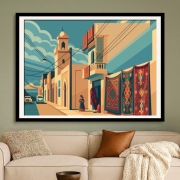 Tunezja - Monastir - scena miejska  - plakat art deco 60x40cm