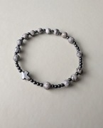 Męska bransoletka różaniec kamienie prezent hematyt jaspis unisex krzyżyk