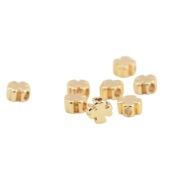 Koraliki Dystansowe, Mosiądz, Koniczynka, 5x5x3mm, Pozłacane 24K, 3 szt.