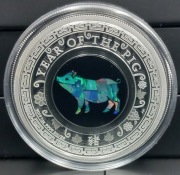 PODŚWIETLANY!*AUSTRALIAN OPAL LUNAR*PIG*1ozSILVER+OPAL/UNIKAT/12