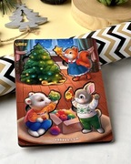 Drewniana edukacyjna układanka z tłem „Świąteczna - 1”